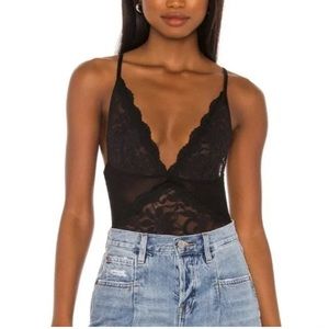 NWT Free People Speed Date Lace Bodysuit in Black